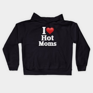 I Love Hot Moms (Red and White) Kids Hoodie